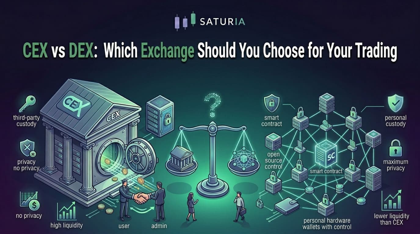 Centralized vs decentralized exchanges comparison on Saturia