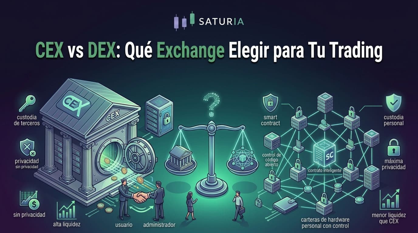 Comparación exchanges centralizados y descentralizados en Saturia