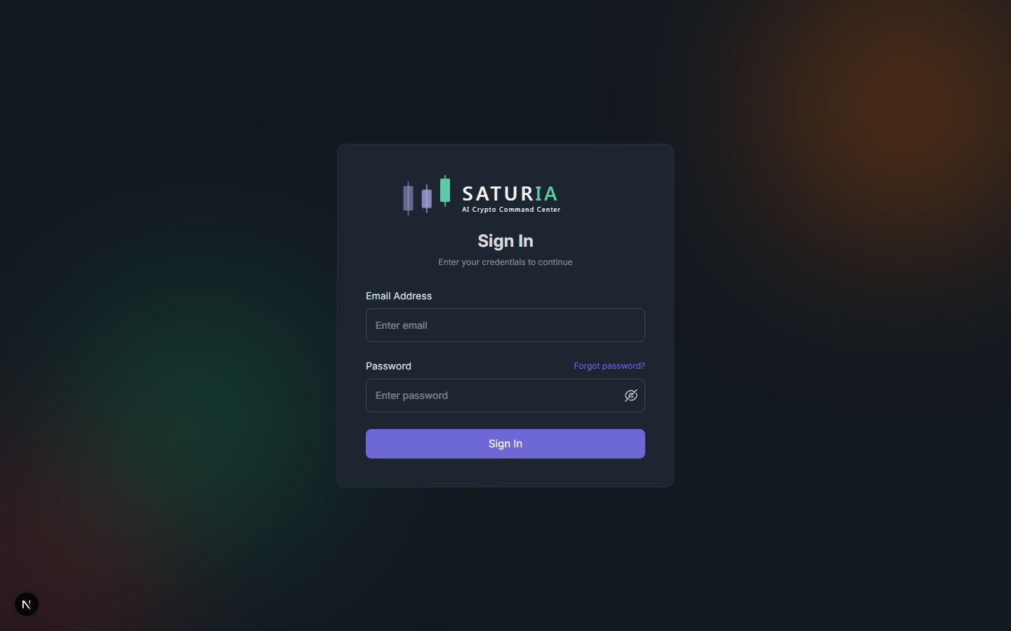 Pagina di login di Saturia